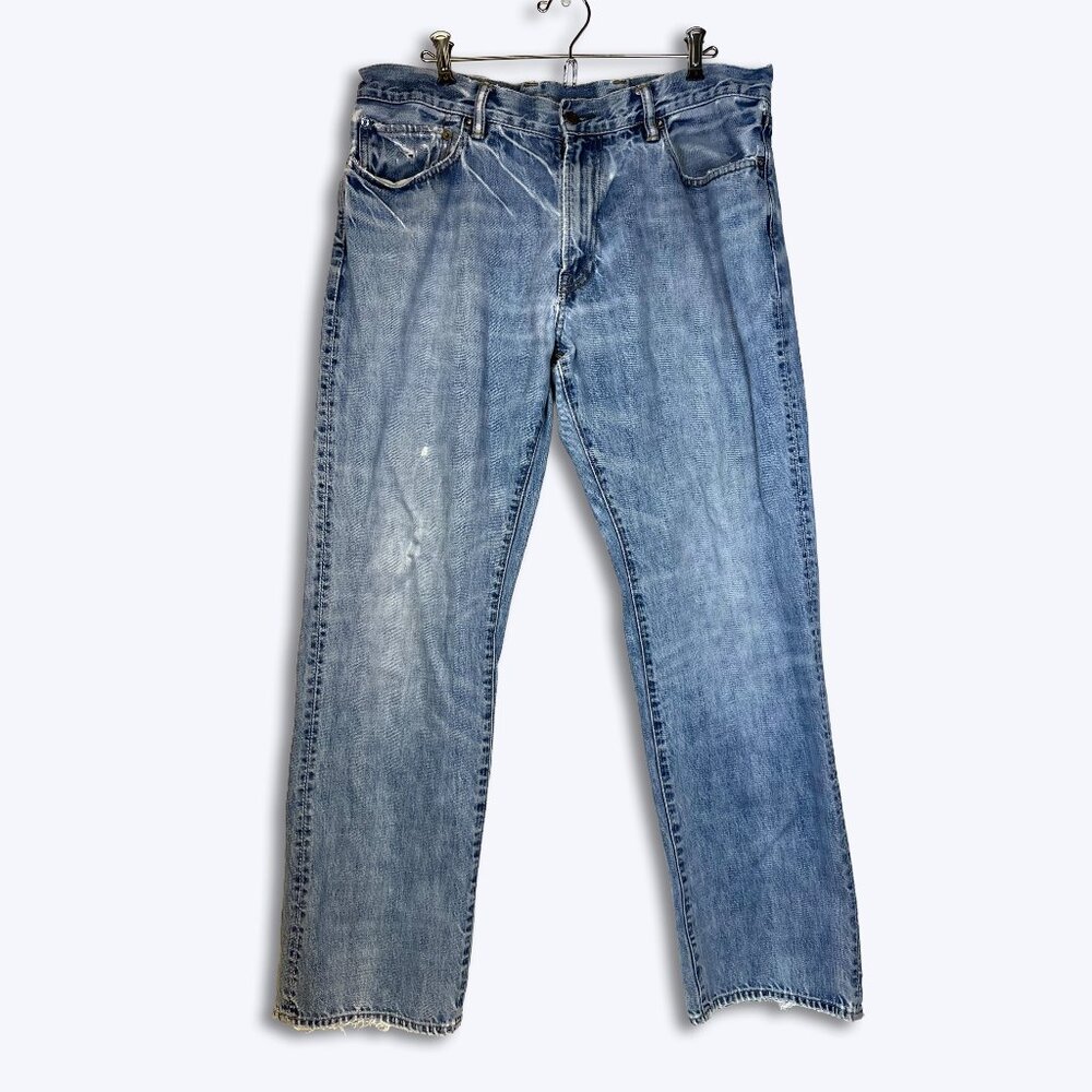 Gap Vintage 1969 Mens 36x32 Distressed Straight Leg Denim Jeans Grunge Med Wash